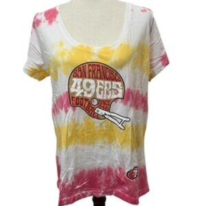 NEW SAN Francisco 49ers T-shirt Women’s XL‎ Tie Dye Pink & Yellow NWT